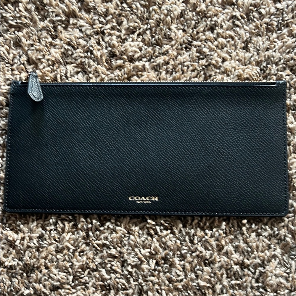 Coach Black Leather Wristlet/zipper pouch